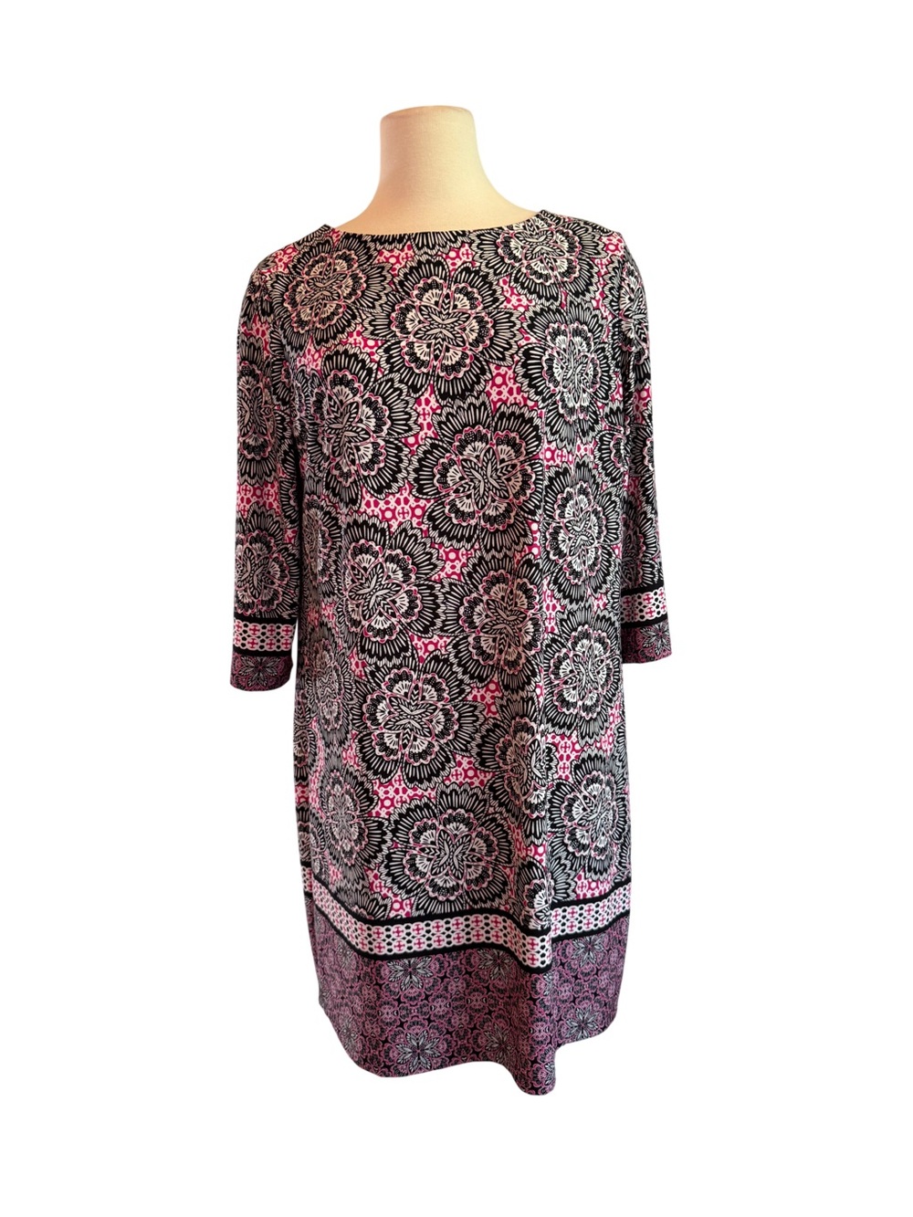Chico’s Black, Pink & White Floral Print Shift